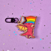 Progress Pride Dragon Keychain